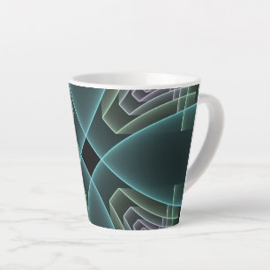 Modern Teal Geometric Fractal Art Graphic Latte Mug