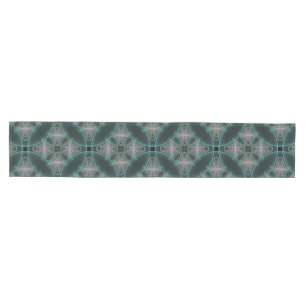 Modern Teal Geometric Fractal Art Graphic Medium Table Runner
