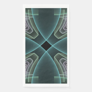 Modern Teal Geometric Fractal Art Graphic Napkin