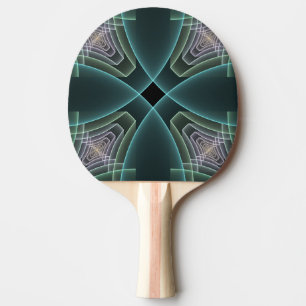 Modern Teal Geometric Fractal Art Graphic Ping Pong Paddle