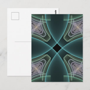 Modern Teal Geometric Fractal Art Graphic Postcard
