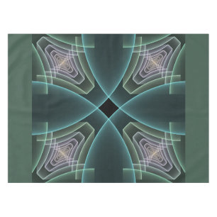 Modern Teal Geometric Fractal Art Graphic Tablecloth