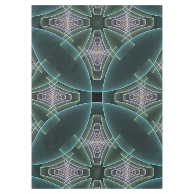 Modern Teal Geometric Fractal Art Graphic Tablecloth (Front)