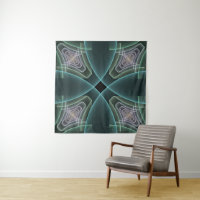 Modern Teal Geometric Fractal Art Graphic