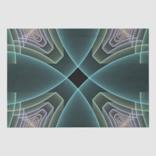 Modern Teal Geometric Fractal Art Graphic Tissue Paper