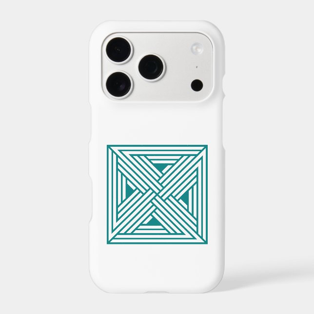 Modern Teal Geometric Line Art Abstract Pattern (Back)