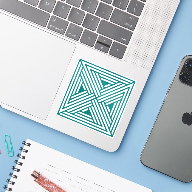 Modern Teal Geometric Line Art Abstract Pattern (Laptop w/ iPhone)