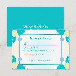 Modern Teal Geometric RSVP Card with Meal Choice