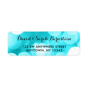 Modern Teal Glitter Lights Return Address Label
