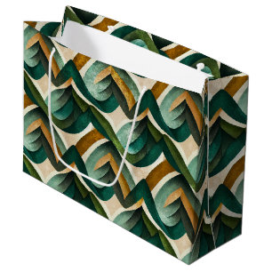 Modern Teal Gold Abstract Geometric Pattern Large Gift Bag