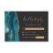 Modern Teal Gold Agate Dark Wedding RSVP Card