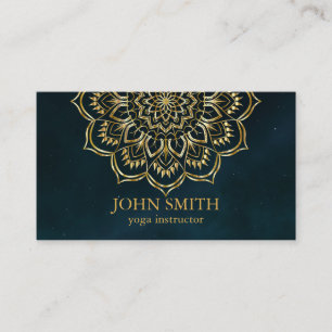 Modern Teal & Gold Mandala Yoga Instructor Busines Business Card