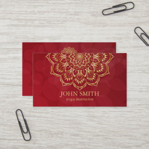 Modern Teal & Gold Mandala Yoga Instructor Business Card