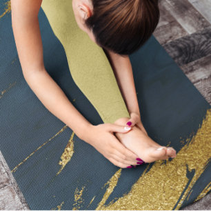Modern Teal Gold Marble Yoga Mat