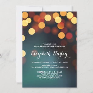 Modern Teal Gold Sparkle Bokeh Light Bridal Shower Invitation