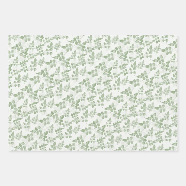 Modern Teal green Botanical leaves pattern Wrapping Paper Sheet (Front)