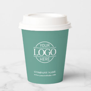 Modern Teal Green Corporate Company Business Logo Paper Cups