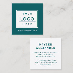 Modern Teal Green Custom Business Logo Square Business Card