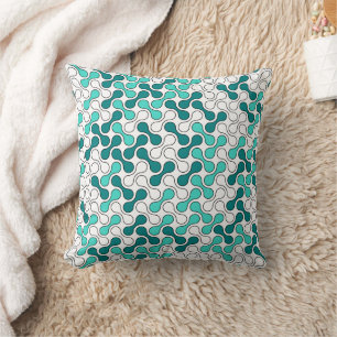 Modern Teal Green Geometric Metaball Pattern Cushion