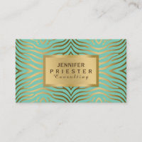 Modern Teal-Green & Gold Zebra Stripes Pattern