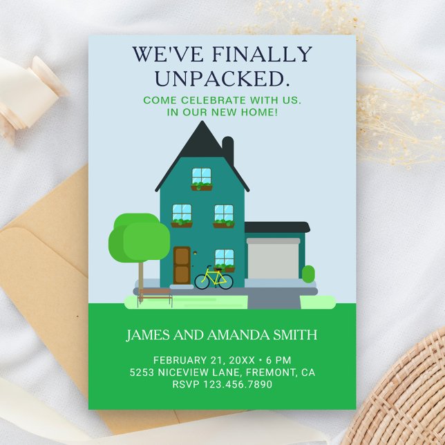 Modern Teal Green Home Housewarming Party Invite (Creator Uploaded)