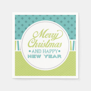 Modern Teal Green Merry Christmas   Holidays Napkin