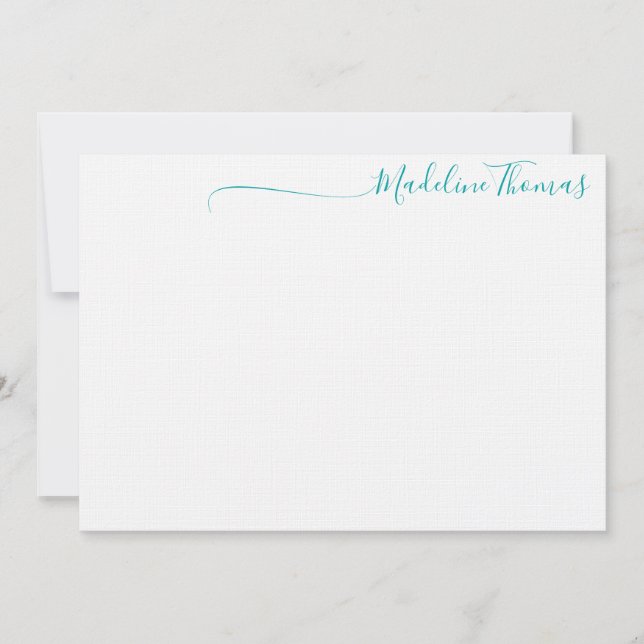 Modern Teal Green Script Calligraphy name Card (Front)