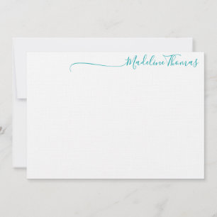 Modern Teal Green Script Calligraphy name Card