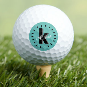Modern Teal Initial Monogram Golf Balls