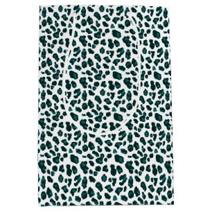 Modern Teal Leopard Print Patterned Medium Gift Bag