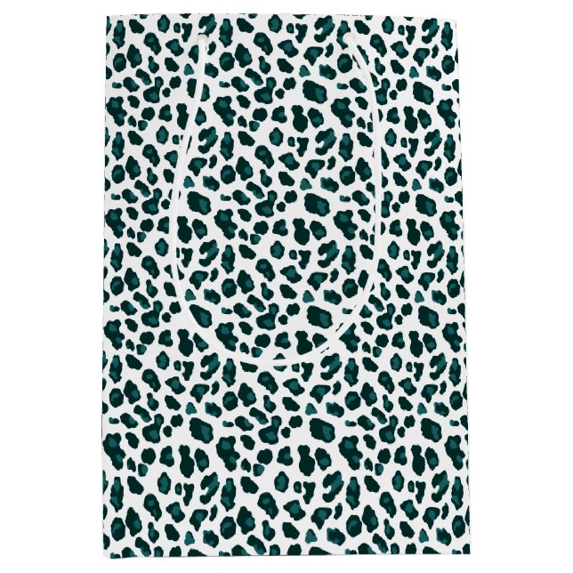 Modern Teal Leopard Print Patterned Medium Gift Bag (Front)
