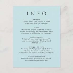 Modern Teal Minimalist Wedding Enclosure Card