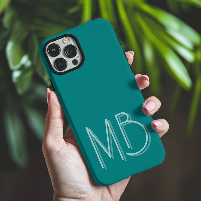 Modern Teal Monogram Initials Contemporary Case-Mate iPhone Case (Creator Uploaded)