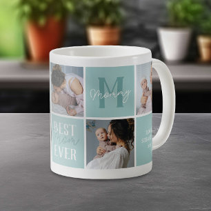 Modern Teal Mum Photo Collage Coffee Mug