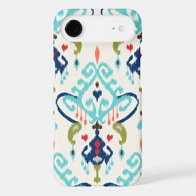 Modern teal navy red ikat tribal pattern Case-Mate iPhone case (Back)
