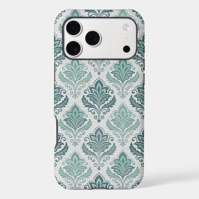 Modern Teal Nordic Damask (Back)