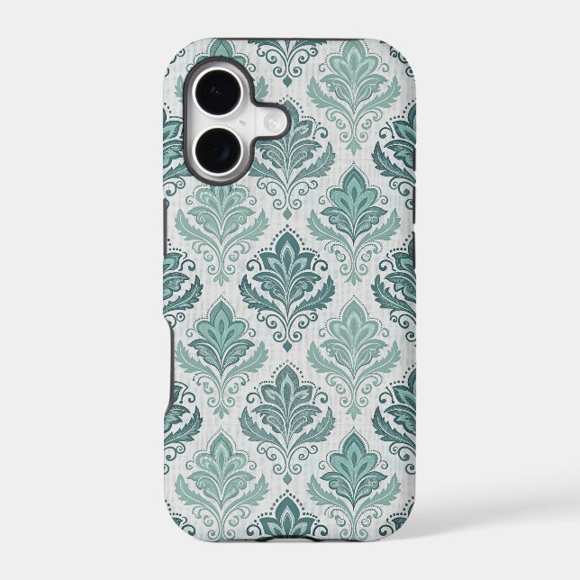 Modern Teal Nordic Damask (Back)