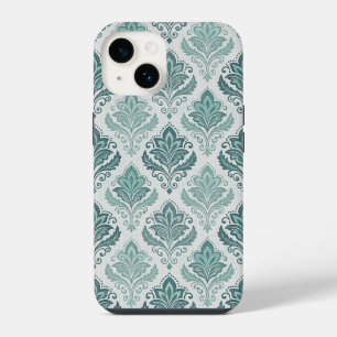 Modern Teal Nordic Damask iPhone 14 Case