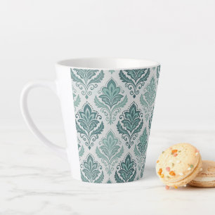 Modern Teal Nordic Damask Latte Mug