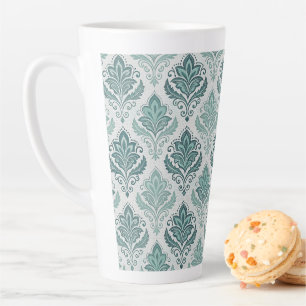 Modern Teal Nordic Damask Latte Mug