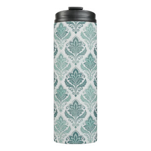 Modern Teal Nordic Damask Thermal Tumbler