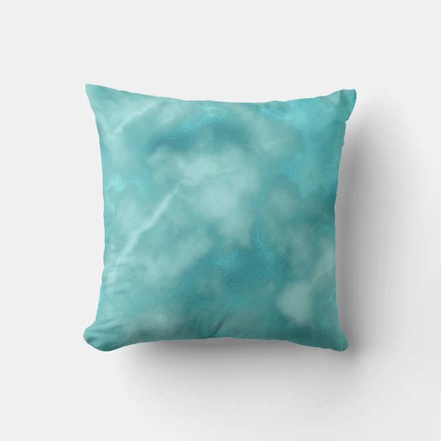 Modern Teal Ocean Abstract Aqua Cushion (Front)