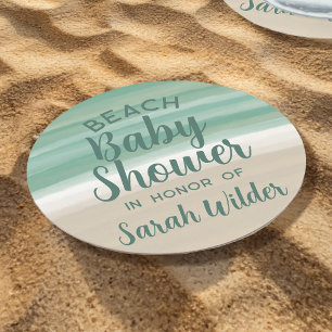 Modern Teal Ocean Beach Baby Shower Paper Coaster
