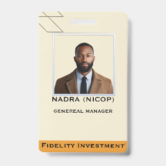 Modern Teal & Peach Abstract Professional Employee ID Badge