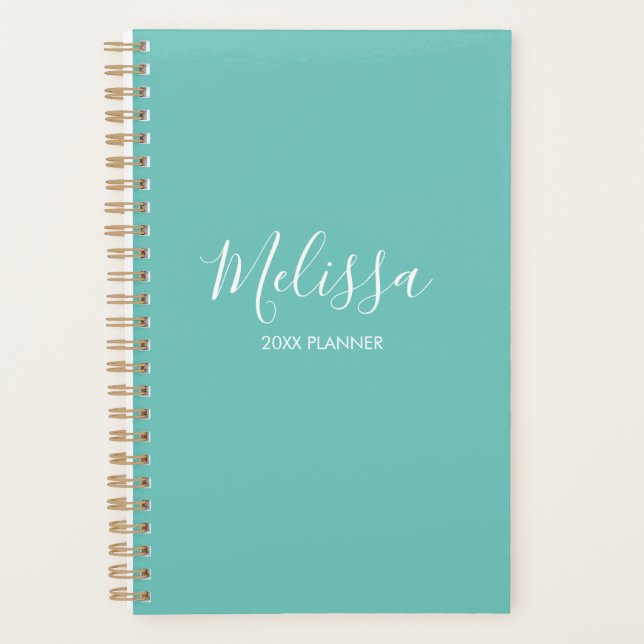Modern Teal Personalised Planner (Front)