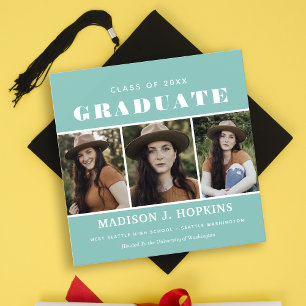 Modern Teal Photo Graduation Party Invitation