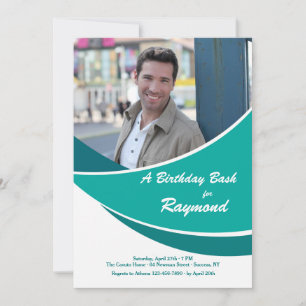 Modern Teal Photo Invitation