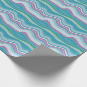 Modern Teal Pink Wave Abstract Wrapping Paper