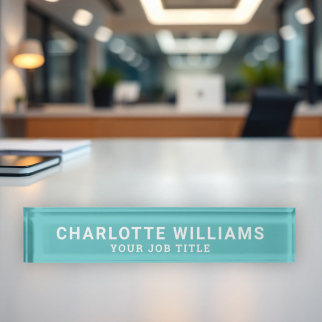 Modern Teal Professional Name and Job Title Nameplate (Creator Uploaded)