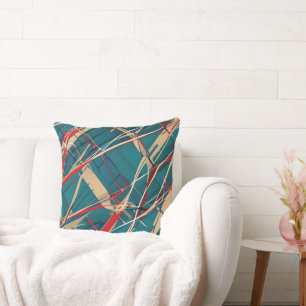 Modern Teal, Red & Tan Cushion